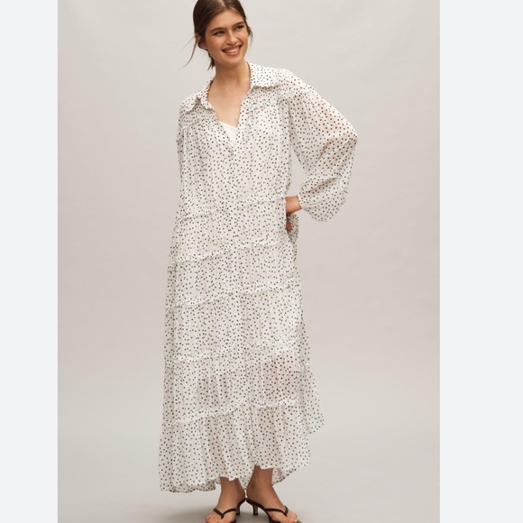 💫HP💫ANTHROPOLOGIE Tiered Chiffon Dress - Picture 4 of 12